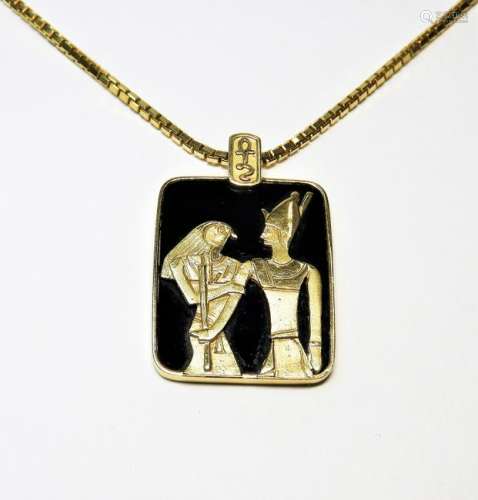 18K Gold Egyptian Revival Horus Attendant Pendant