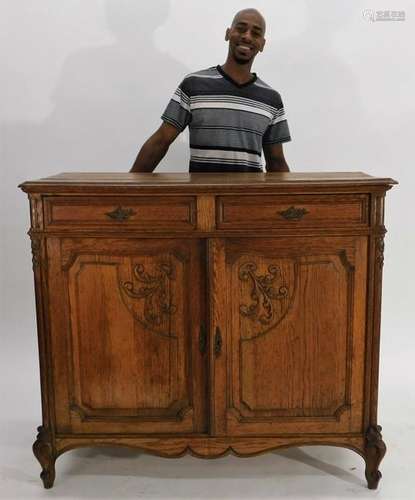 French Oak Carved Tendril Sideboard Server