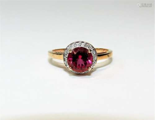 10K Rose Gold Lady's Rhodolite & Diamond Ring