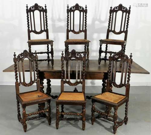 English Country Oak Dining Table & Chairs