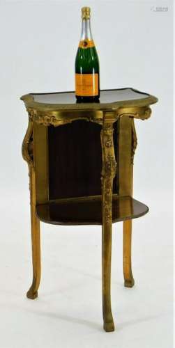 French Marquetry Inlaid Gilt Wood Display Table