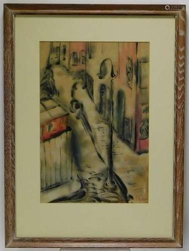 Barry Geller Modernist Urban Street WC Painting