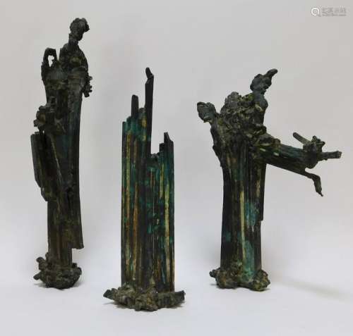 3 Modernist Figurative Abstract Bronze Sculptures