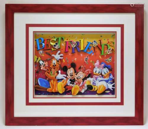 Walt Disney 3D Cut Lithograph Mickey and the Gang