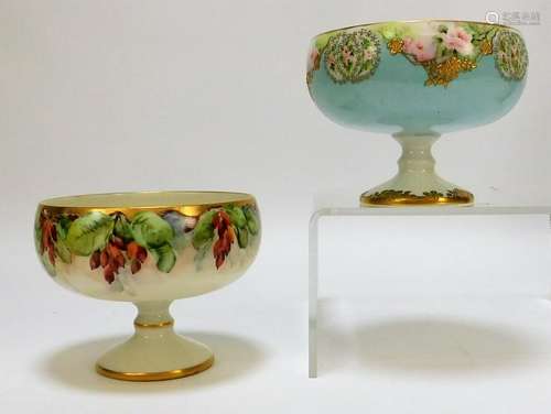 2 American Belleek Porcelain Floral Center Compote