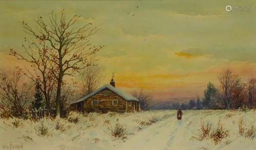 William Paskell Winter Sunset Landscape Painting