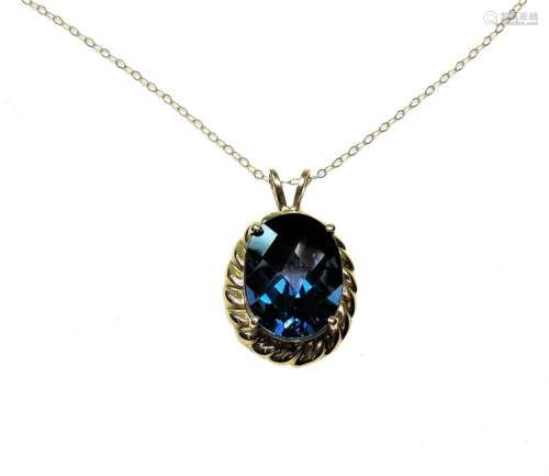 10K Yellow Gold Oval Spinel Solitaire Necklace