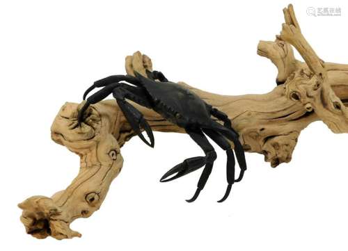 Japanese Meiji Reticulated Bronze Crab Okimono