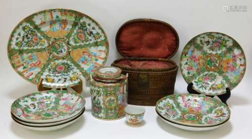 9PC Chinese Export Rose Medallion Porcelain Group