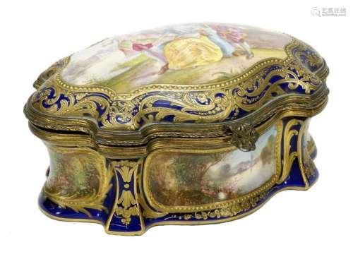 18C French Sevres Cobalt Blue Porcelain Box