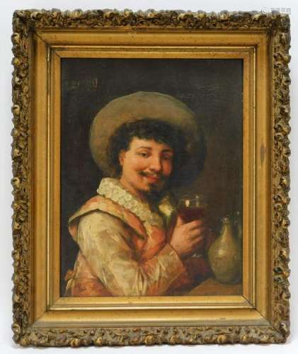 19C Dutch Chiaroscuro Portrait Painting of a Man
