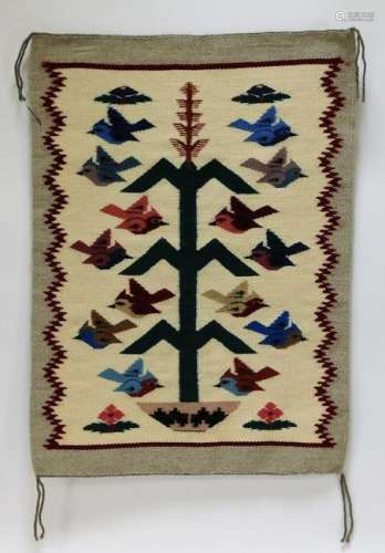 Navajo Native American Tree of Life Woven Yei Rug