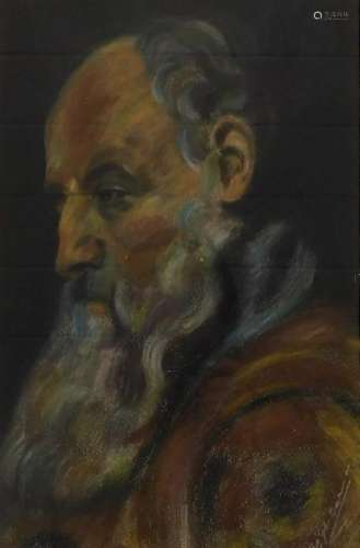 European Israeli Judaic Pastel Portrait Painting