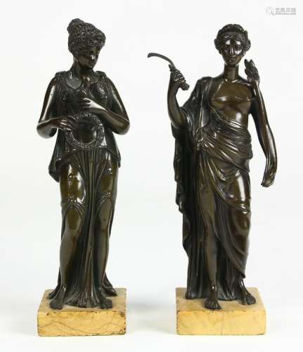 (lot of 2) Grand Tour patinated bronze figural