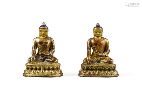 清代 銅鎏金釋迦牟尼佛像(二件)
