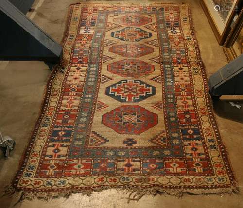 Antique Caucasian carpet, 6'7