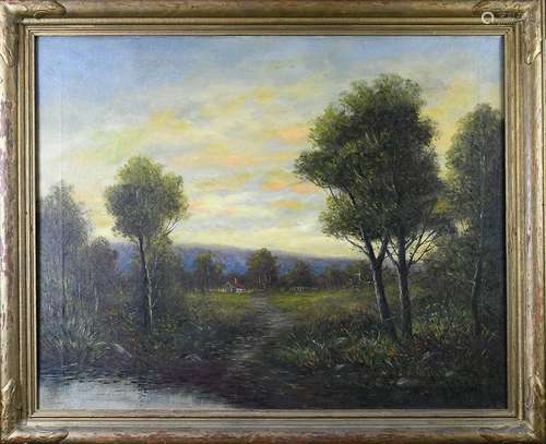 Painting, House in a Clearing at Sunset