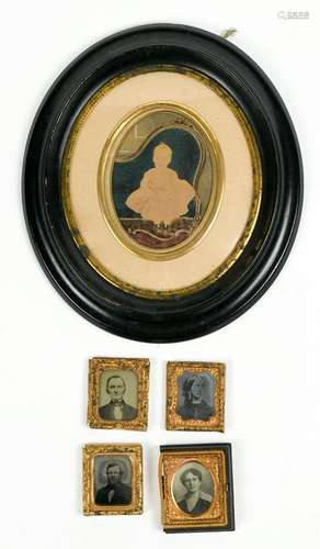 (lot of 5) Early photography and daguerrotype group,