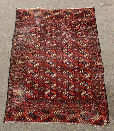 Turkoman tekke carpet (wear) 3'11