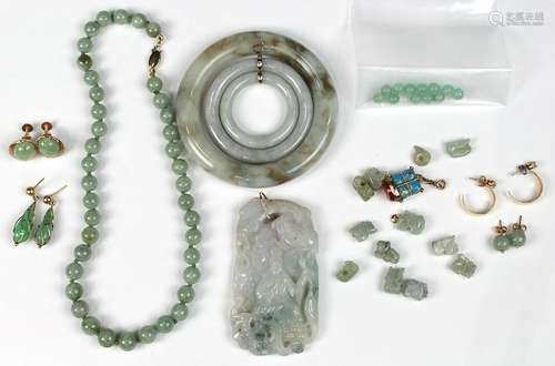 Collection of diamond, jade, aventurine, carnelian,