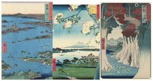 (lot of 3) Utagawa Hiroshige (Japanese, 1797-1858),