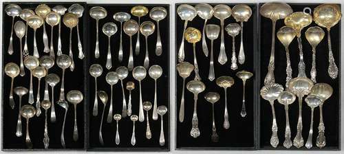 (lot of 61) Assorted sterling ladle group, makers