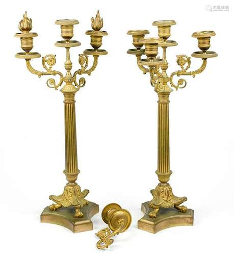 Pair of Classical style four-light candelabra, each