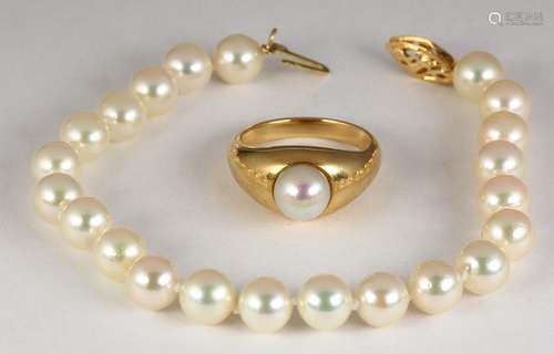 (Lot of 2) Cultured Pearl, 14k yellow gold jewelry