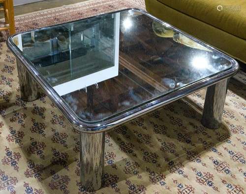 Hollywood Regency mirrored cocktail table