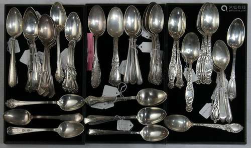 (lot of  58) Associated group of sterling tablespoons