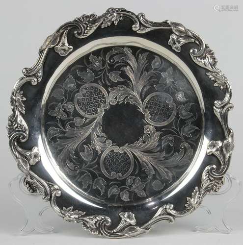 Continental silver over copper salver, having a chased