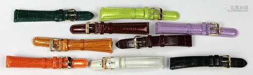 (Lot of 9) Multi-colored leather wristwatch straps