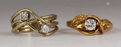 (Lot of 2) Diamond and 14k gold rings