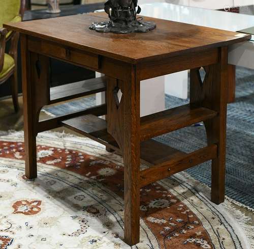 Arts and Crafts style desk, with a single drawer