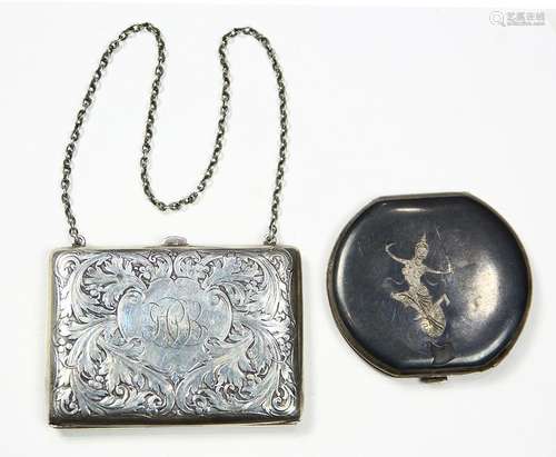 (lot of 2) Sterling silver antique evening purse and