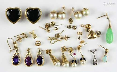 Collection of multi-stone, cultured pearl, yellow gold