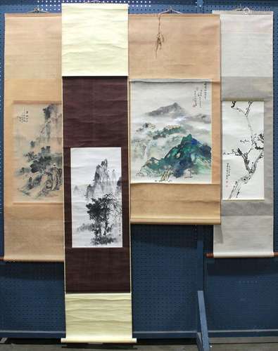 Group of Chinese Scrolls, Landscape/Prunus