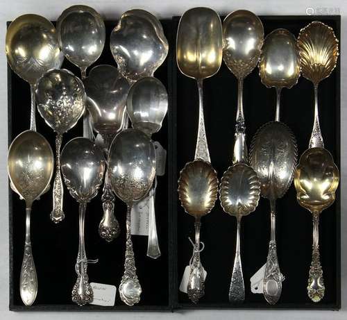 (lot of 17) Associated sterling silver serving spoon