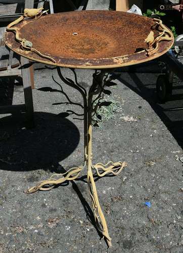 Folk art bird bath