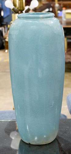 Ceramic blue glazed floor vessel, 24