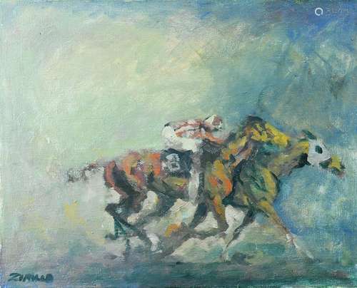 Painting, Jockeys and Race Horses