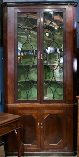 George III mahogany corner cupboard circa 1785