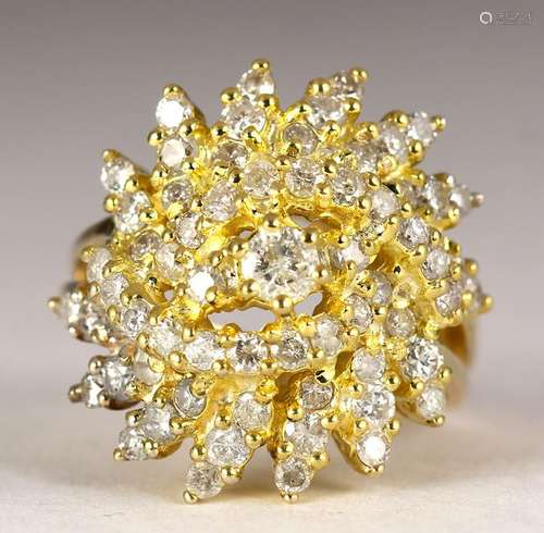 Diamond, 14k yellow gold cluster ring