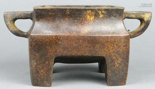 Chinese Rectangular Bronze Censer