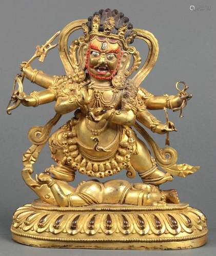 Sino-Tibetan Gilt Bronze Mahakala