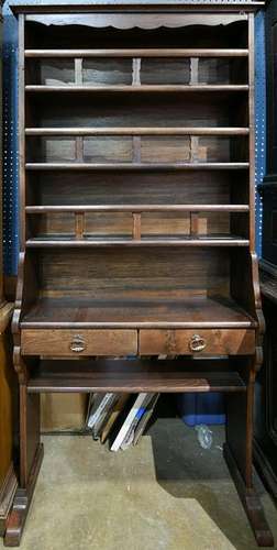 Georgian style oak plate rack on stand circa 1860