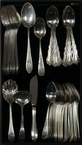 (lot of 44) Assorted sterling silver flatware group,