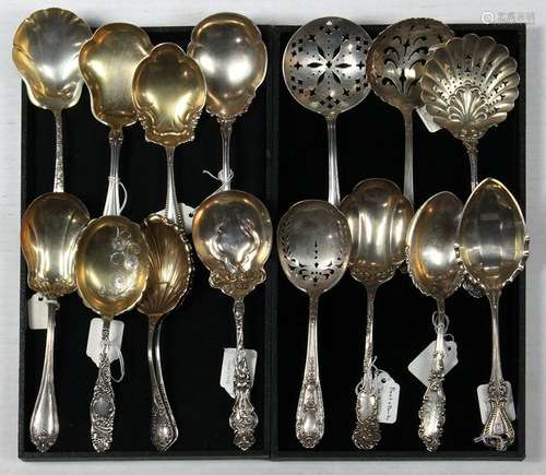 (Lot of 16) Associated sterling silver serving spoon