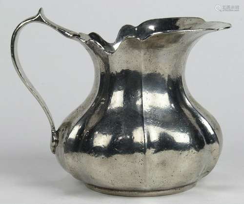 Italian pewter pitcher, 20th Century, having a wide