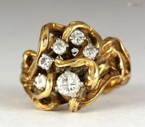 Diamond and 14k yellow gold ring